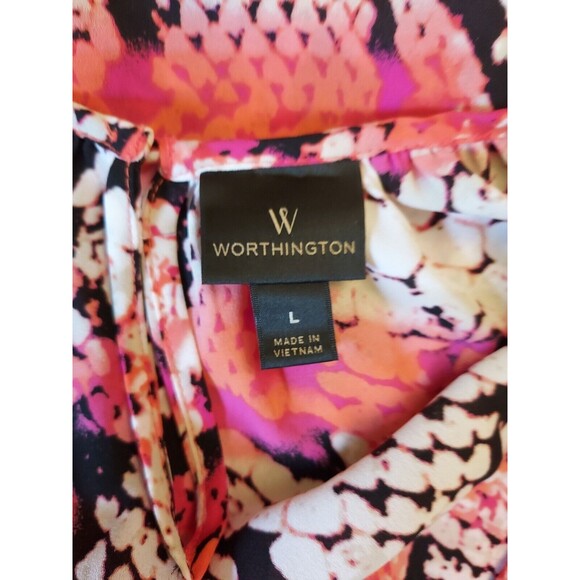 Worthington Womens Top Blouse Open Shoulders Flowy 3/4 Sleeve Sz Large - Picture 3 of 3